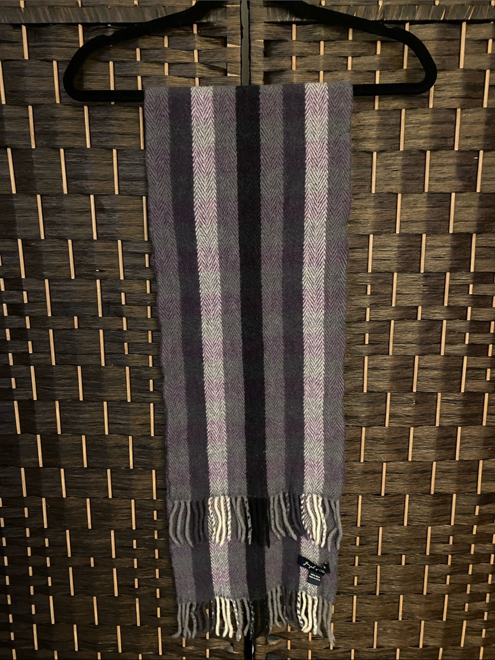 Striped Gray and Purple Men’s 100% Wool Scarf by Joseph & Feiss 50” Length